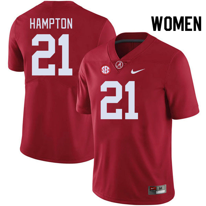 Women #21 Bubba Hampton Alabama Crimson Tide College Football Jerseys Stitched-Crimson